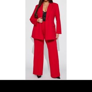 FASHION NOVA Elegant Red Women's Suit Set